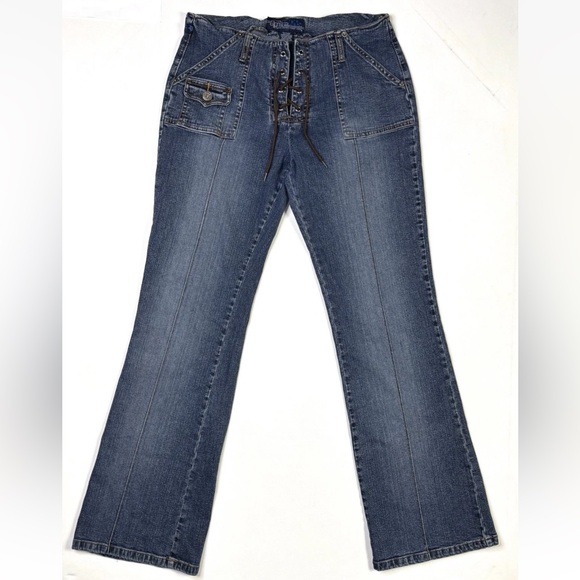 Tyte Jeans Women’s 11 Tie Y2K Bootcut Blue Denim Stretch - Picture 1 of 14